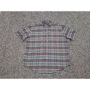 Ralph Lauren Mens 2XL Green Classic Fit Plaid Button Down‎ Shirt Short Sleeve